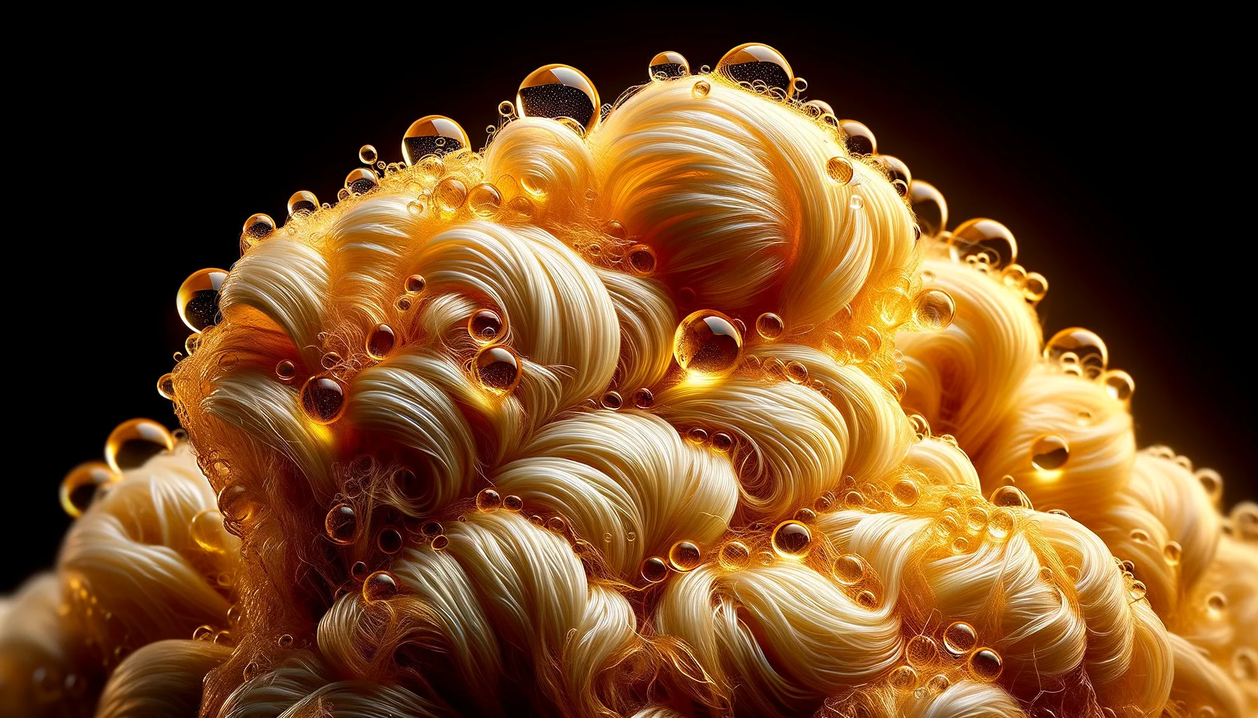 Råull med naturlig lanolin som visar vattenavstötande egenskaper med vattendroppar